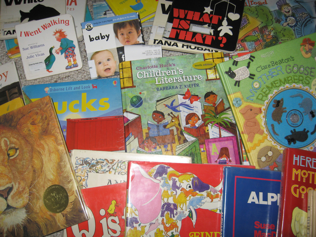 A pile of children's books